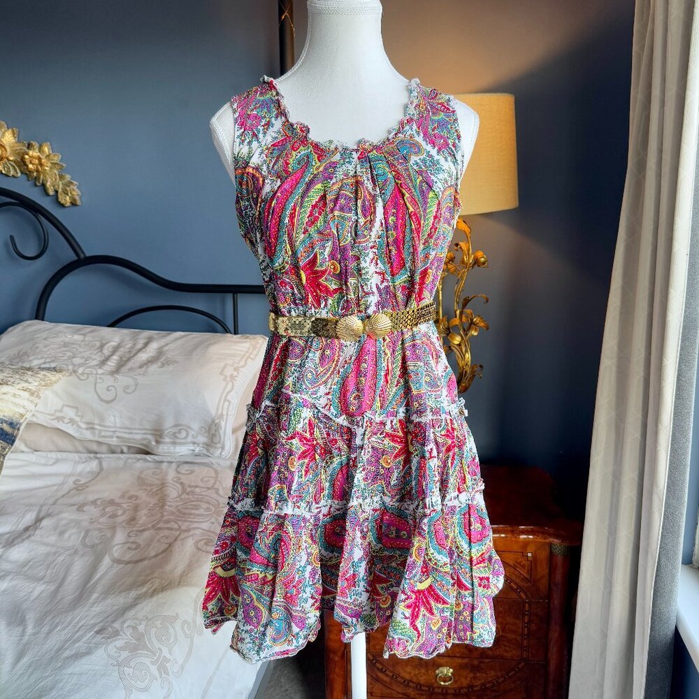 Multicolour Paisley Summer Mini Dress 100% Cotton